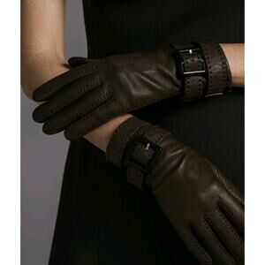 Caroline Amato Brown Leather Gloves Buckle